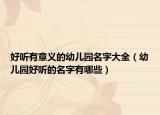 好听有意义的幼儿园名字大全（幼儿园好听的名字有哪些）