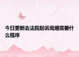 今日更新去法院起诉离婚需要什么程序