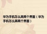 华为手机怎么弄两个界面（华为手机怎么弄两个界面）