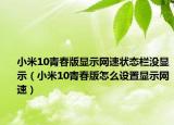 小米10青春版显示网速状态栏没显示（小米10青春版怎么设置显示网速）