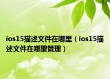 ios15描述文件在哪里（ios15描述文件在哪里管理）