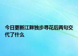 今日更新江畔独步寻花后两句交代了什么
