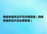 微信来信息没声音在哪里调（微信来信息没声音在哪里调）