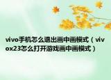 vivo手机怎么退出画中画模式（vivox23怎么打开游戏画中画模式）