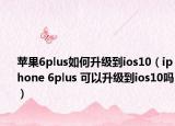 苹果6plus如何升级到ios10（iphone 6plus 可以升级到ios10吗）