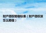 财产侵权赔偿标准（财产侵权该怎么赔偿）