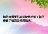 如何查看手机流量使用明细（如何查看手机流量使用情况）