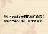 华为nova5pro相机有广角吗（华为nova5拍照广角什么意思）