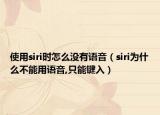 使用siri时怎么没有语音（siri为什么不能用语音,只能键入）