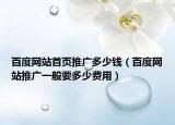 百度网站首页推广多少钱（百度网站推广一般要多少费用）
