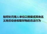如何处罚用人单位以担保或其他名义向劳动者收取财物的违法行为