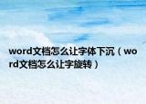 word文档怎么让字体下沉（word文档怎么让字旋转）