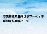 春风得意马蹄疾搞笑下一句（春风得意马蹄疾下一句）