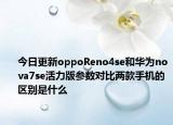 今日更新oppoReno4se和华为nova7se活力版参数对比两款手机的区别是什么