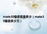 mate30像素密度多少（mate30像素多少万）