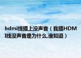 hdmi线插上没声音（我插HDMI线没声音是为什么,谁知道）