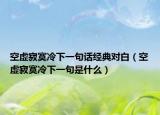 空虚寂寞冷下一句话经典对白（空虚寂寞冷下一句是什么）
