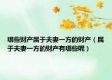 哪些财产属于夫妻一方的财产（属于夫妻一方的财产有哪些呢）