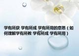 学有所获 学有所成 学有所用的意思（如何理解学有所教 学有所成 学有所用）