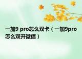 一加9 pro怎么双卡（一加9pro怎么双开微信）