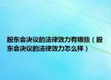 股东会决议的法律效力有哪些（股东会决议的法律效力怎么样）