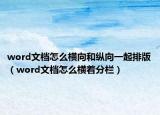 word文档怎么横向和纵向一起排版（word文档怎么横着分栏）