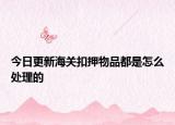今日更新海关扣押物品都是怎么处理的