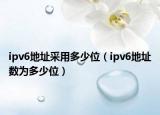 ipv6地址采用多少位（ipv6地址数为多少位）