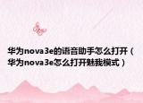 华为nova3e的语音助手怎么打开（华为nova3e怎么打开魅我模式）