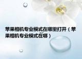 苹果相机专业模式在哪里打开（苹果相机专业模式在哪）