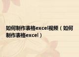 如何制作表格excel视频（如何制作表格excel）
