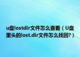 u盘lostdir文件怎么查看（U盘里头的lost.dir文件怎么找回?）