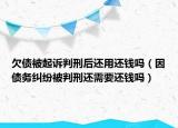 欠债被起诉判刑后还用还钱吗（因债务纠纷被判刑还需要还钱吗）