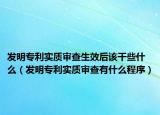 发明专利实质审查生效后该干些什么（发明专利实质审查有什么程序）