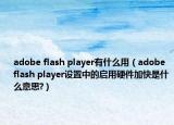 adobe flash player有什么用（adobe flash player设置中的启用硬件加快是什么意思?）
