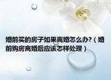 婚前买的房子如果离婚怎么办?（婚前购房离婚后应该怎样处理）