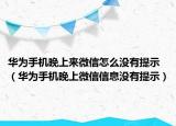 华为手机晚上来微信怎么没有提示（华为手机晚上微信信息没有提示）