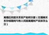 离婚后同居关系财产如何分割（在婚姻关系存续期间与他人同居离婚财产应该怎么分）