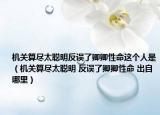 机关算尽太聪明反误了卿卿性命这个人是（机关算尽太聪明 反误了卿卿性命 出自哪里）