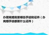 办理离婚需要哪些手续和证件（办离婚手续都要什么证件）