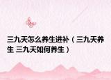 三九天怎么养生进补（三九天养生 三九天如何养生）