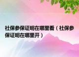 社保参保证明在哪里看（社保参保证明在哪里开）