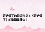 开始懂了的歌词含义（《开始懂了》的歌词是什么）
