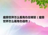 魔兽世界怎么看角色在哪里（魔兽世界怎么看角色信息）