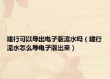 建行可以导出电子版流水吗（建行流水怎么导电子版出来）