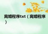 离婚程序txt（离婚程序）
