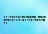 个人公积金账号是住房公积金帐号吗（住房公积金的账号是什么 什么是个人住房公积金账户编号）