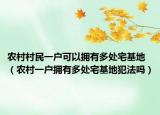 农村村民一户可以拥有多处宅基地（农村一户拥有多处宅基地犯法吗）