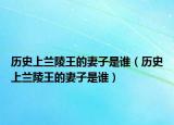 历史上兰陵王的妻子是谁（历史上兰陵王的妻子是谁）