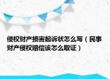 侵权财产损害起诉状怎么写（民事财产侵权赔偿该怎么取证）
